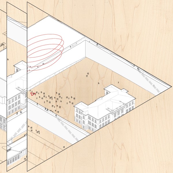 grafika przedstawiająca fragment rysunku technicznego projektu nowej sali koncertowej Sinfonii Varsovii