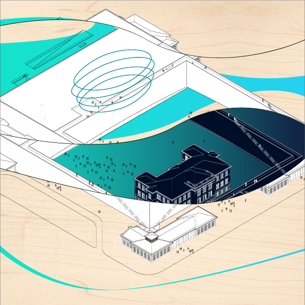 Grafika prezentująca planowane budynki Sinfonia Varsovia Centrum
